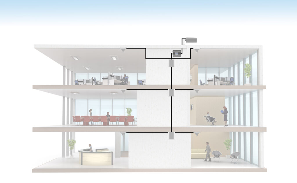 cross section of a building with a distributed antenna system