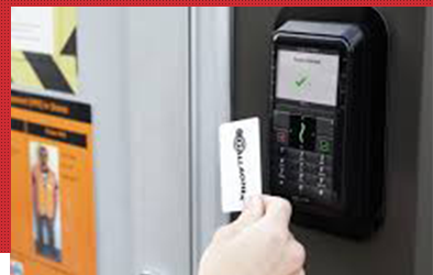 someone using a card to access a building